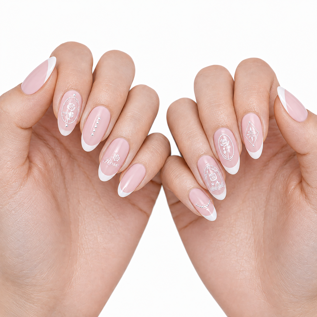 Silver & White Rose by Make Them Gelly, worn on a hand