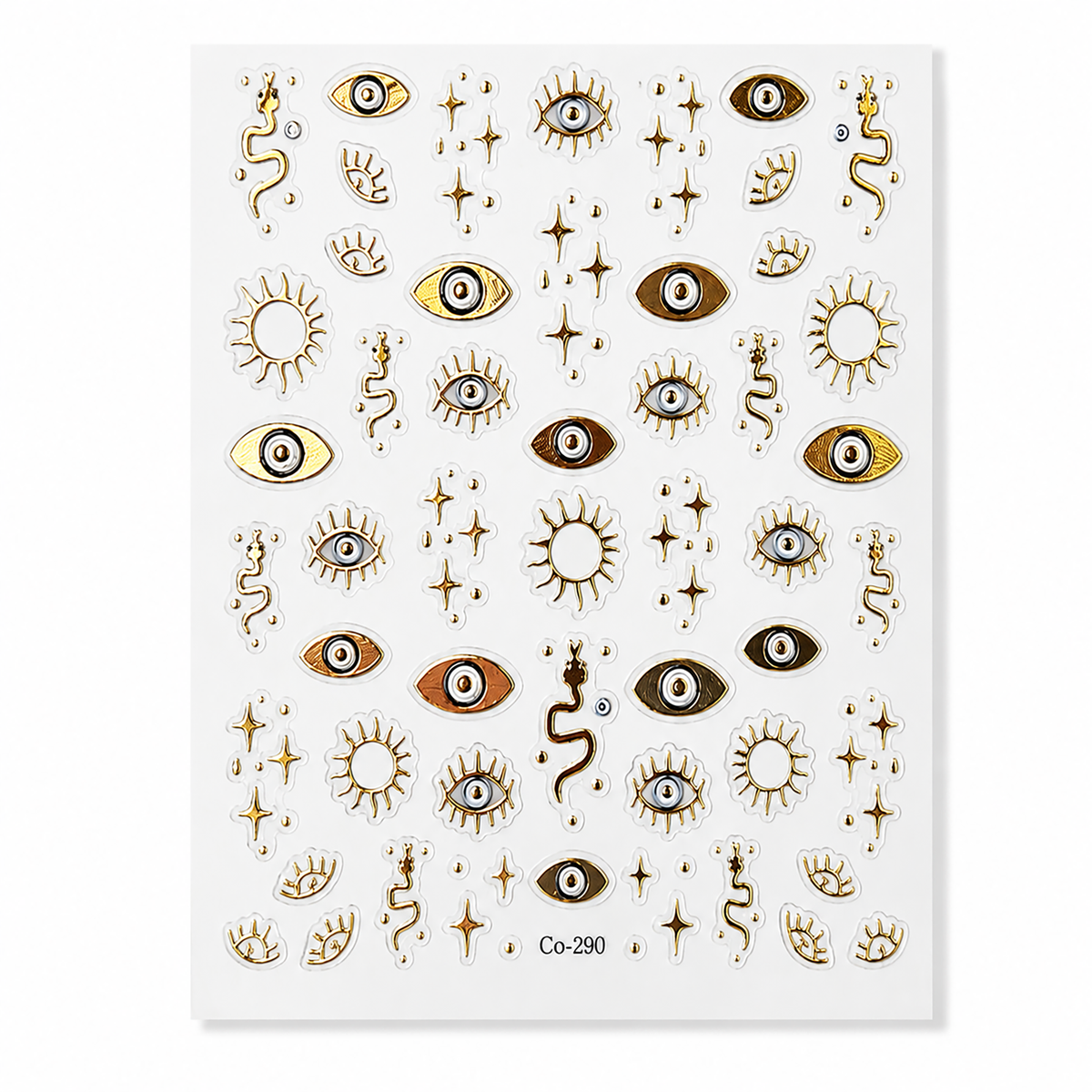 Gold Protective Evil Eyes by Make Them Gelly, product shot on a plain background