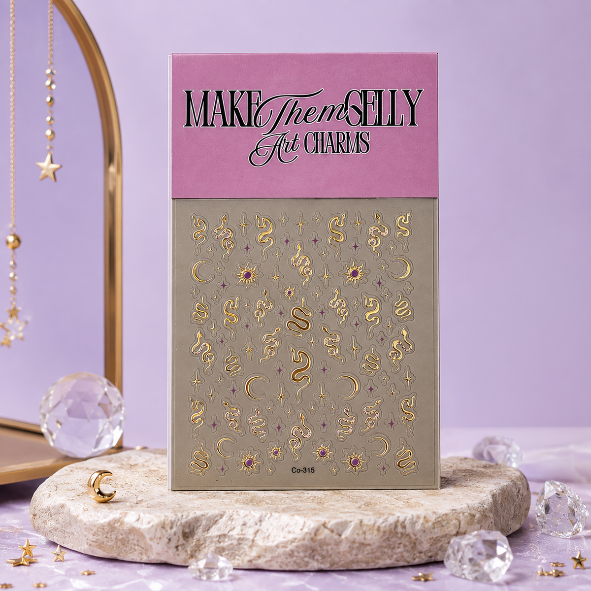 Gold snakes, Stars and Moons by Make Them Gelly, lifestyle campaign image