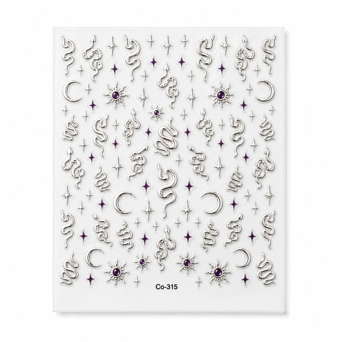 Silver Snakes, Stars and Moons by Make Them Gelly, product shot on a plain background