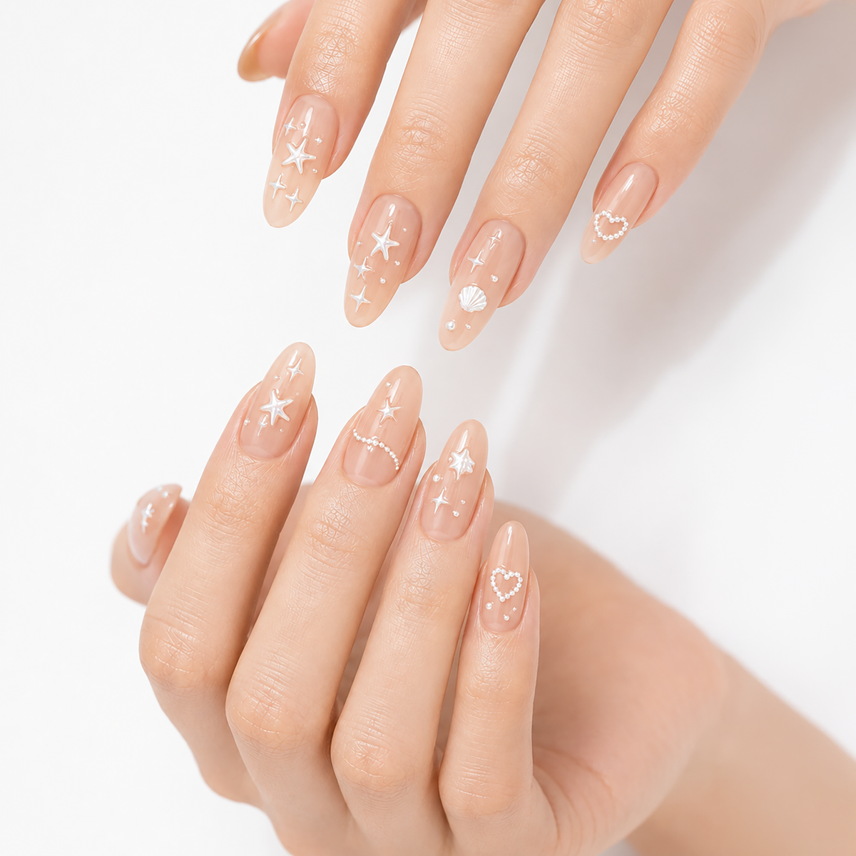 Summer Ocean Pearl by Make Them Gelly, worn on a hand